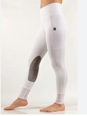 Botori Taylor Riding Pants Tights White Gray Women Medium M